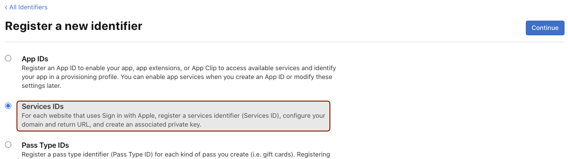Create new Service ID