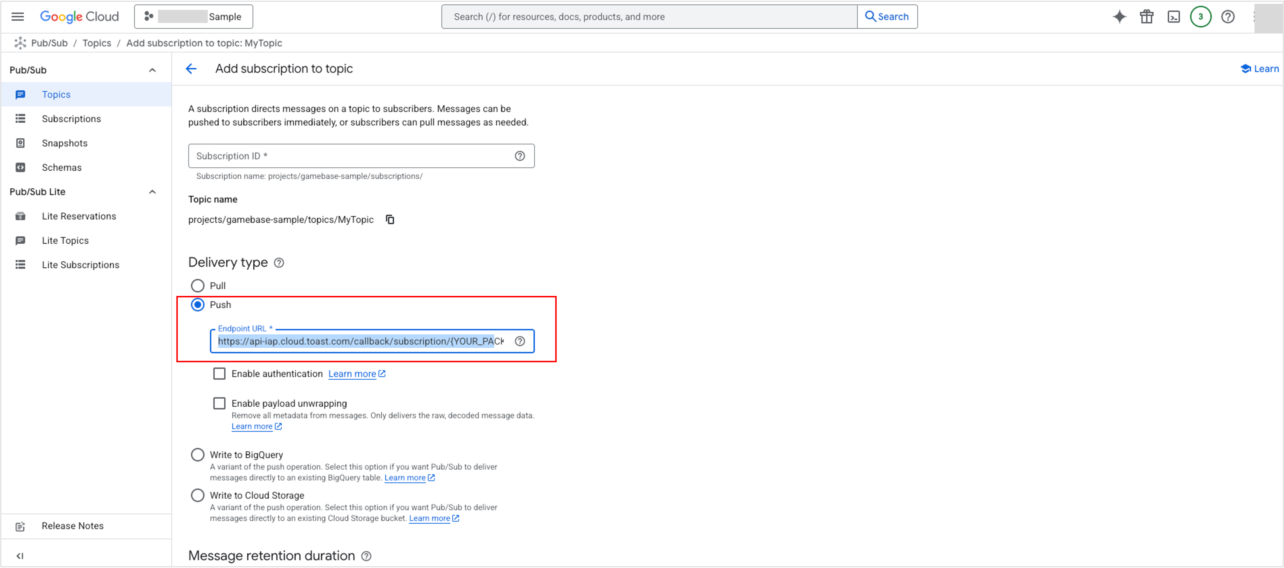 Link a Google Cloud Project
