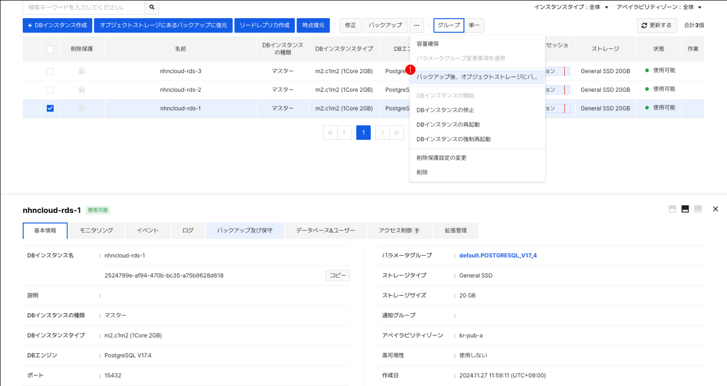 db-instance-list-export-obs